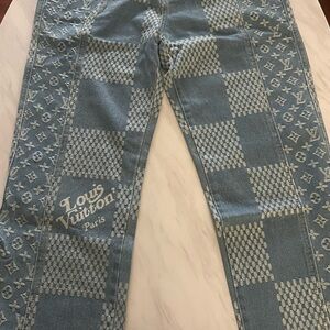 Louis Vuitton Blue Patterned Men Jeans